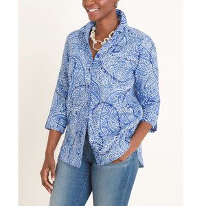Chico's Linen No Iron Casual Paisley Shirt Size 3 XL